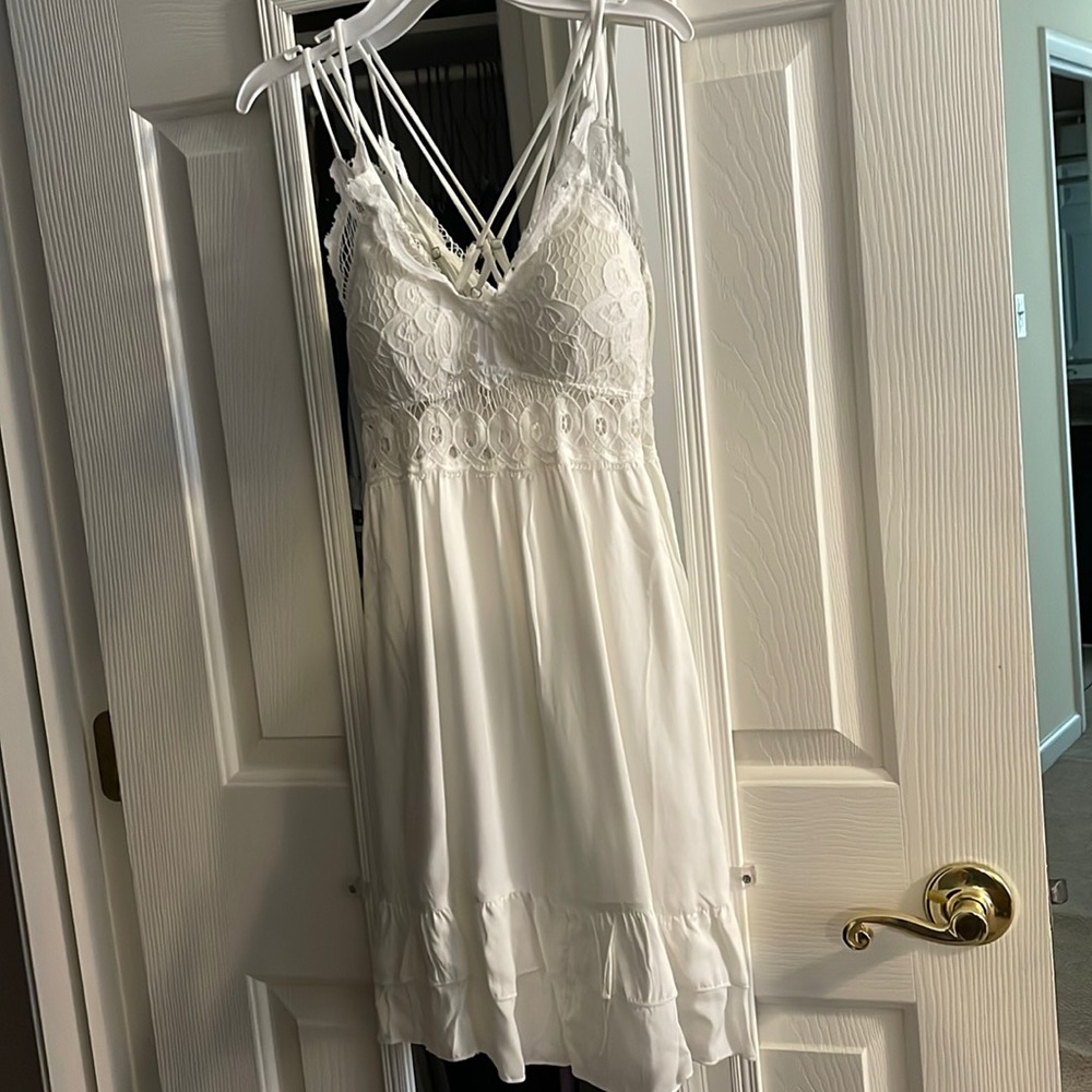 Pink Lily white crochet and lace dress